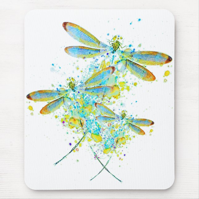 Teal Libellen-Spritzer  Mousepad (Vorne)