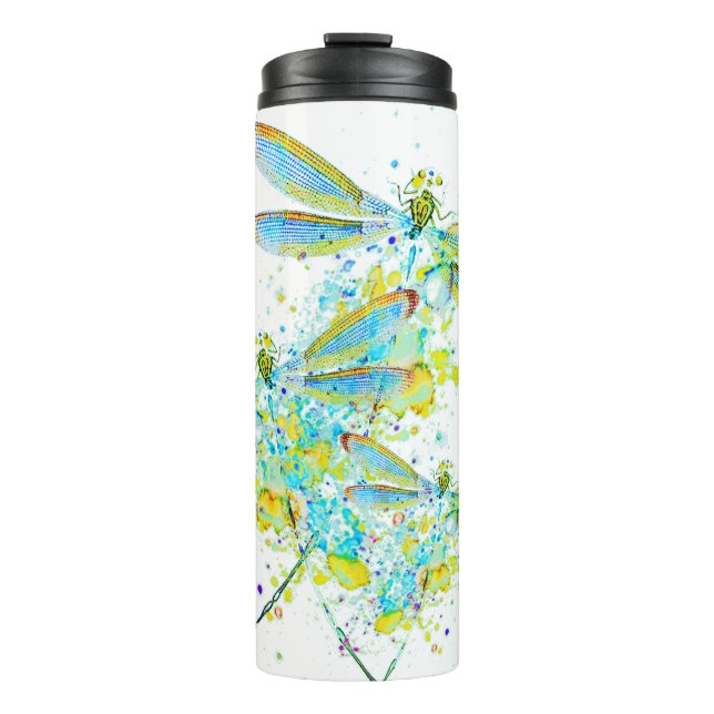 Teal Libellen-Spritzer  Thermosbecher (Vorderseite)