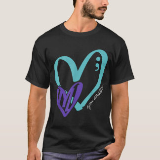Teal Lila Herz zur Sensibilisierung für Suizidpräv T-Shirt