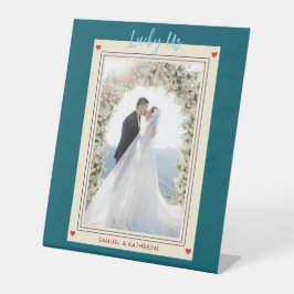 Teal Lucky Us Custom Photo Valentine Sockelschild