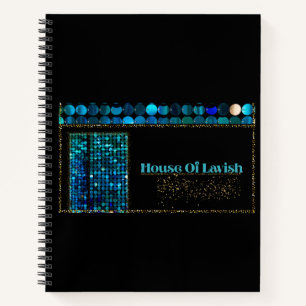 Teal Luxe Mosaik-Notizbuch Luxus-Schwarzes Journal Notizbuch