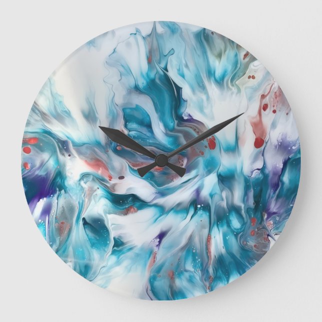 Teal-Magie Große Wanduhr (Vorderseite)