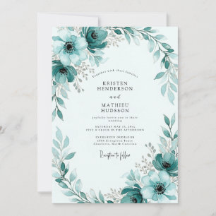 Teal Malerische Winterhochzeit Einladung