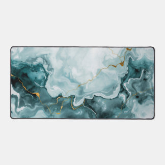 Teal Marble Gold Vein Desk Mat Schreibtischunterlage