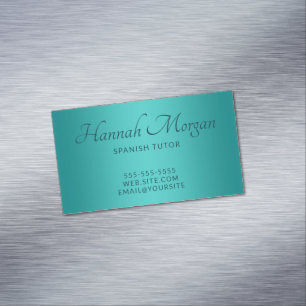 Teal Medium Türkis Ombre Eleganter Schriftzug Magnetische Visitenkarte