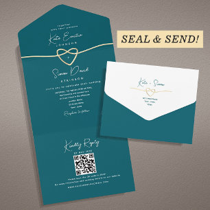 Teal-Minimalistische-Hochzeit All In One Einladung