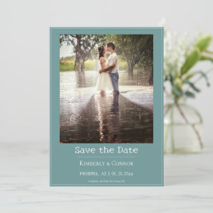 Teal minimalistisches modernes Foto Save The Date