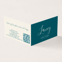Teal Modern Elegant Script QR Code Professional