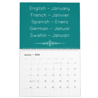 Teal  Multilingual Calendar Kalender