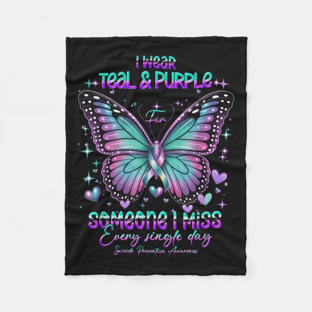 Teal N Purple Butterfly Suicide Prevention Awarene Fleecedecke (Vorderseite)