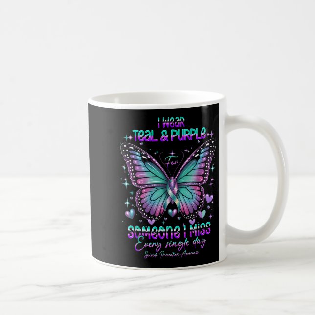 Teal N Purple Butterfly Suicide Prevention Awarene Kaffeetasse (Rechts)