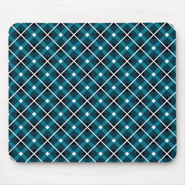 Teal & Navy Geometric Grid Pattern Mousepad (Vorne)