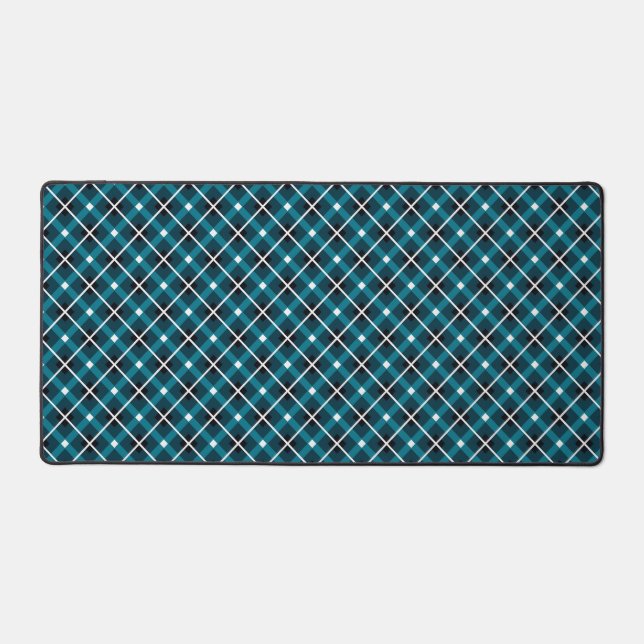Teal & Navy Geometric Grid Pattern Schreibtischunterlage (Vorderseite)
