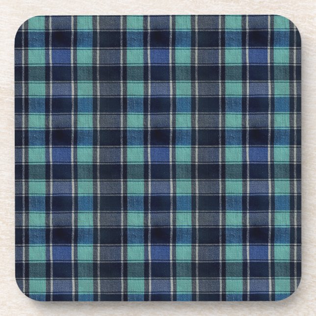 Teal & Navy Tartan Plaid Pattern Plastic Coasters  Getränkeuntersetzer (Vorderseite)
