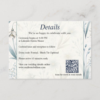 Teal Nordic Floral Wedding Details Card Elegant Begleitkarte