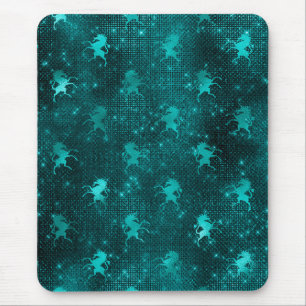 Teal Ombre Glam Glitter Einhörner Muster Mousepad