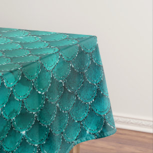 Teal Ombre Glam Meerjungfrau Schuppen Muster Tischdecke