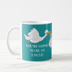 Teal-Onkel-Schwangerschaftsankündigung Storch Baby Kaffeetasse