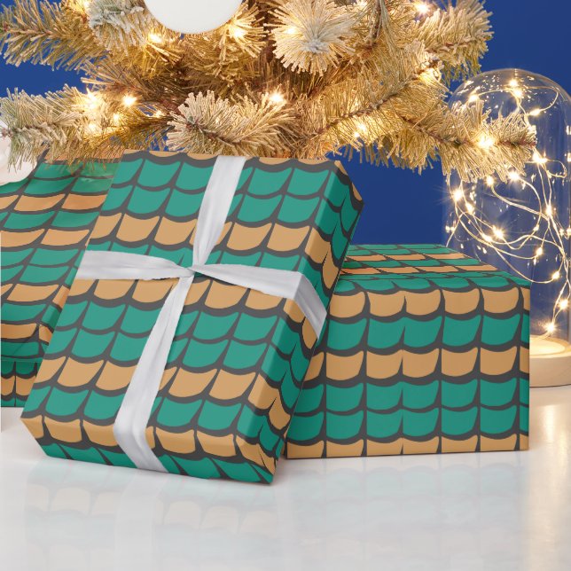 Teal Orange Abstrakt  Geschenkpapier (Feiertage)