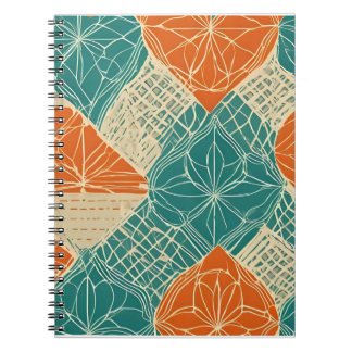 Teal, Orange, and Tan Abstract Flowers Notizblock