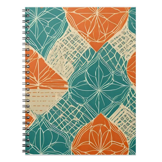 Teal, Orange, and Tan Abstract Flowers Notizblock (Vorderseite)