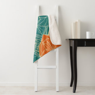 Teal, Orange, and Tan Abstract Flowers Sherpadecke