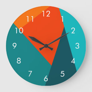 Teal & Orange Color Wall Clock Numbers Große Wanduhr