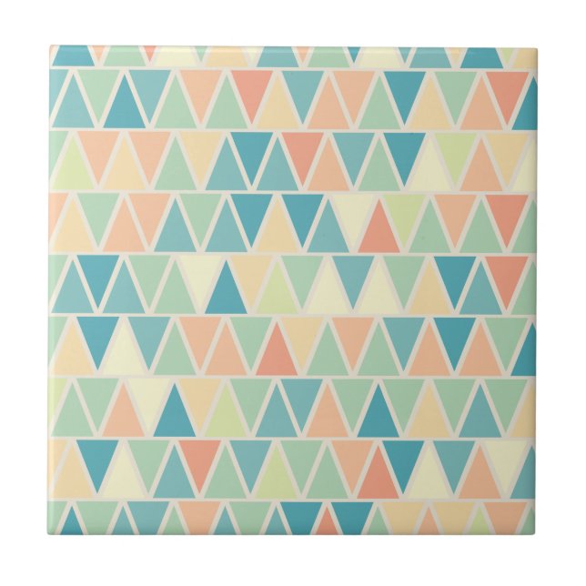 Teal Orange Dreiecksmuster Fliese (Vorderseite)