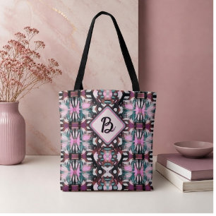 Teal, Pink und Brown verbindende Mandalas Tasche