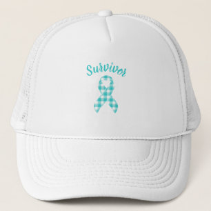 Teal Plaid Eierstockkrebs-Bewusstseins Survivor Truckerkappe