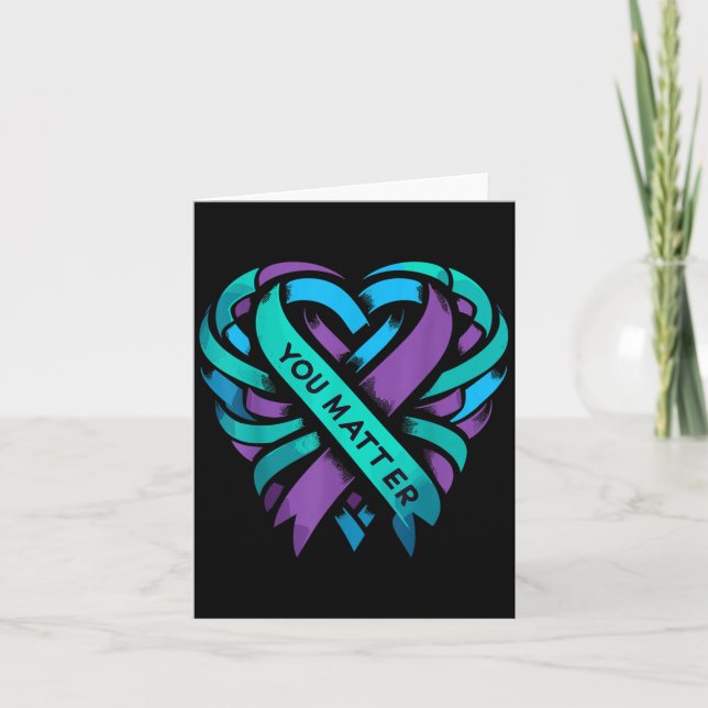 Teal Purple Heart You Suicide Prevention Awareness Karte (Vorderseite)