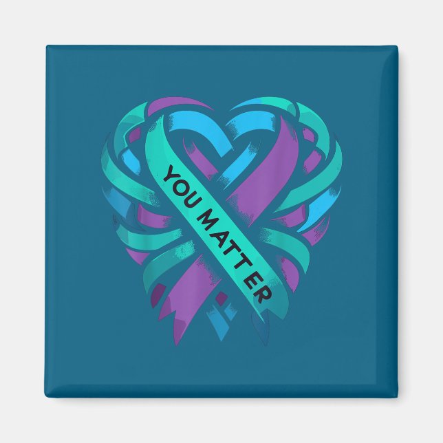 Teal Purple Heart You Suicide Prevention Awareness Magnet (Vorne)