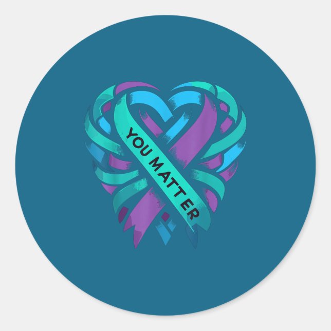 Teal Purple Heart You Suicide Prevention Awareness Runder Aufkleber (Vorderseite)