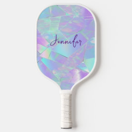 Teal & Purple Iridescent Design, Script Name Pickleball Schläger