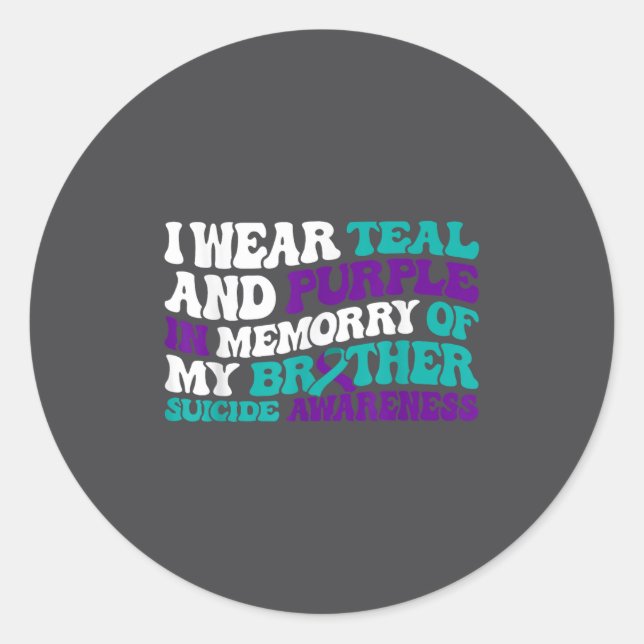 Teal Purple Ribbon Suicide Awareness Brother Aware Runder Aufkleber (Vorderseite)