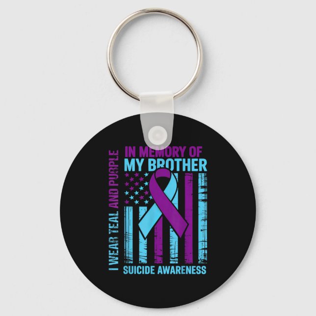 Teal Purple Ribbon Suicide Awareness Flag Brother  Schlüsselanhänger (Vorderseite)