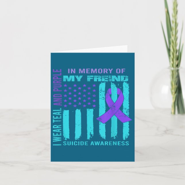 Teal Purple Ribbon Suicide Awareness Flag Freind B Karte (Vorderseite)