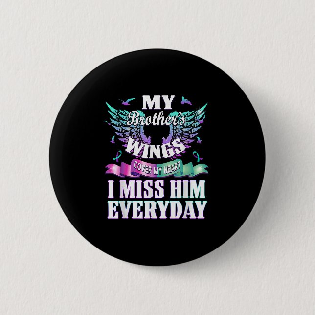 Teal Purple Ribbon Suicide Awareness Flag I Miss M Button (Vorderseite)