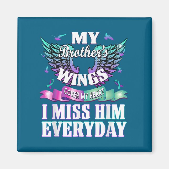 Teal Purple Ribbon Suicide Awareness Flag I Miss M Magnet (Vorne)