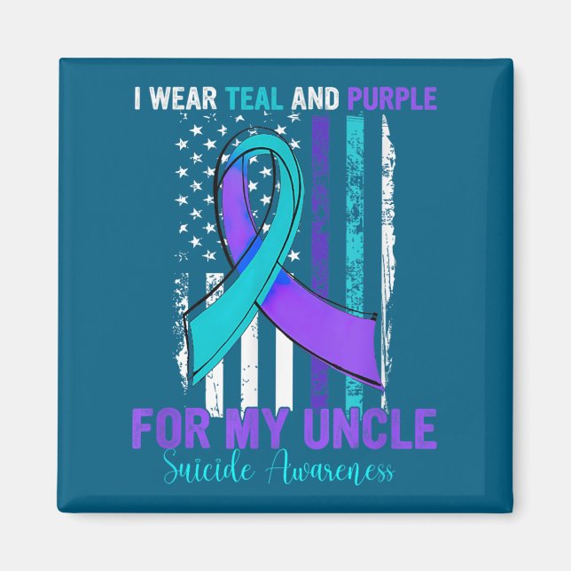 Teal Purple Ribbon Suicide Awareness Flag Uncle  Magnet (Vorne)