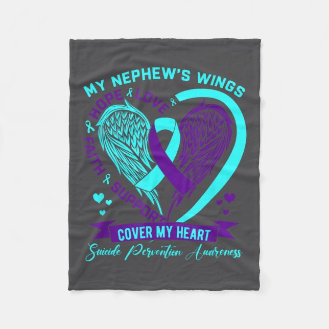 Teal Purple Suicide Prevention Awareness Nephew He Fleecedecke (Vorderseite)
