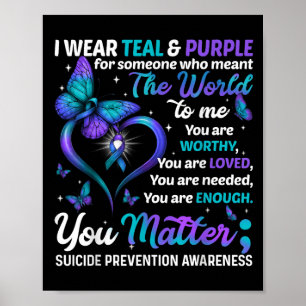 Teal Purple You Monat der Suizidpräventionsaufklär Poster