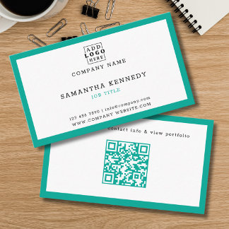 Teal-Rahmen-QR-Code Professionelles benutzerdefini Visitenkarte