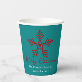 Teal Red Simple Merry Christmas Design Paper Cup Pappbecher