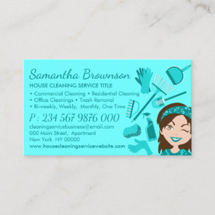 Teal Reinigungsdame Reinigungs Termin Visitenkarte