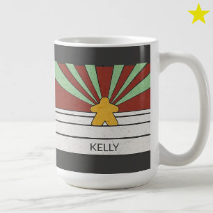 Teal Retro Meeple Streifen Sunburst Benutzername Kaffeetasse