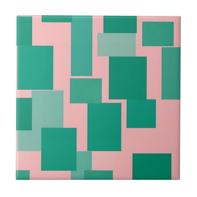 Teal Rosa Farbmuster Modern Abstract  Fliese (Vorderseite)