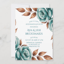 Teal Roses and Bronze Leaves Bridesmaids Luncheon