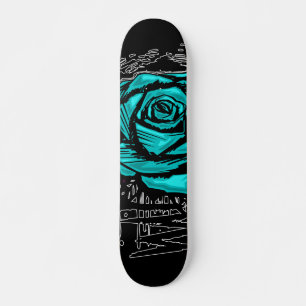 Teal-Rugged-Rose-Graffiti-Kunst • Urbaner Street-S Skateboard