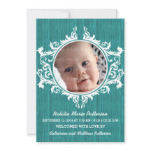 Teal Rustic Swirls Baby-Ankündigung